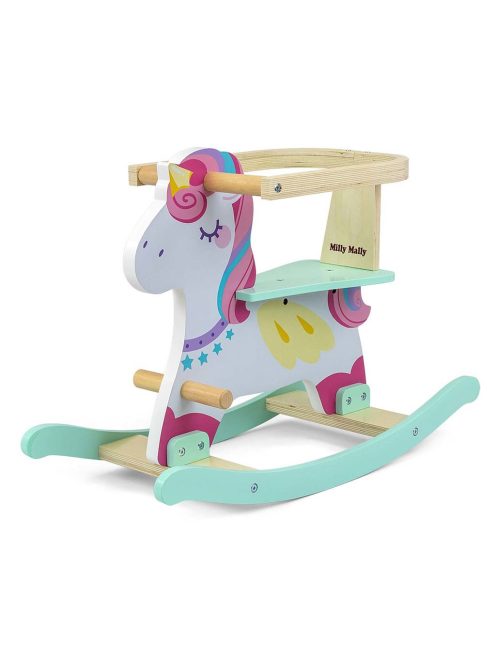 Fából készült hintaló háttámlával Milly Mally Lucky 12 Unicorn