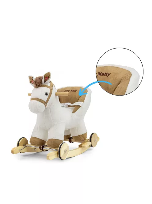 Hintaló dallammal és kerekekkel Milly Mally Polly fehér