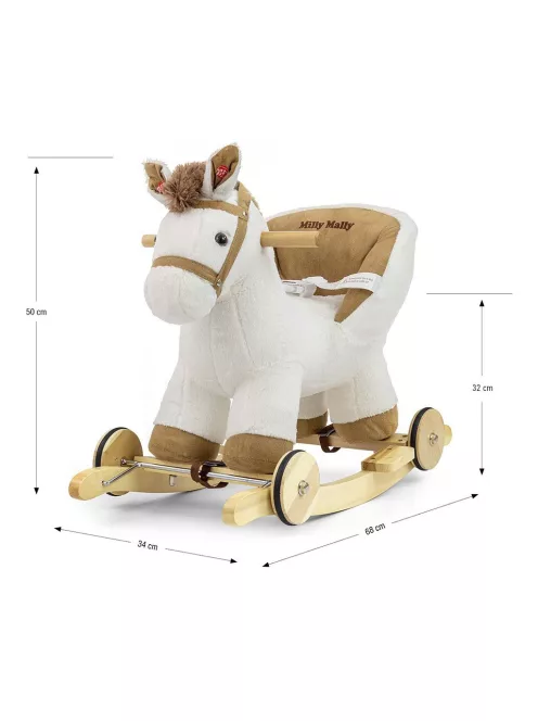 Hintaló dallammal és kerekekkel Milly Mally Polly fehér