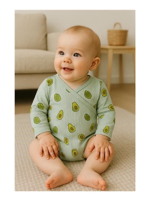 Csecsemő muszlin patentos body New Baby Avocado