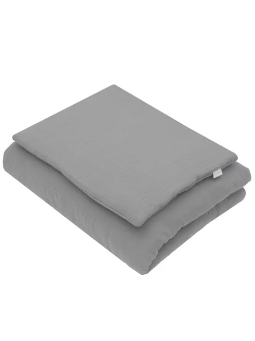 Muszlin ágynemű szett töltettel New Baby 80x70 cm szürke