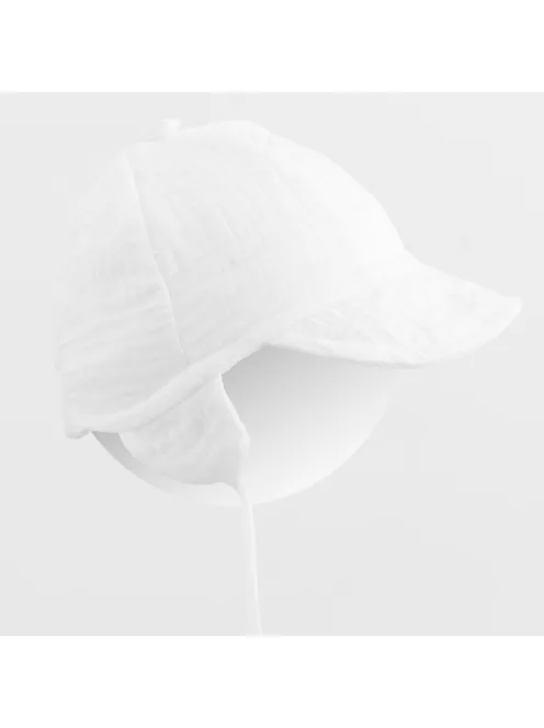 Nyári muszlin baba sapka napellenzővel New Baby fehér