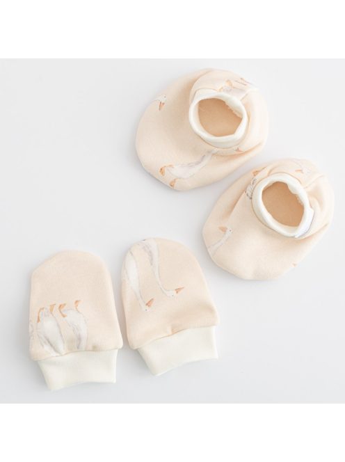 Baba pamut szett-kiscipő és kesztyű New Baby Libák