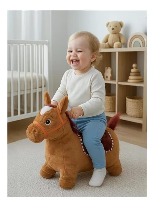 Plüss felfújható ugráló ló hangokkal Baby Mix barna