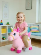 Plüss felfújható ugráló ló hangokkal Baby Mix Egyszarvú