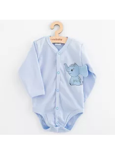   Baba teljes hosszában patentos hosszú ujjú body New Baby Happy Elephant blue
