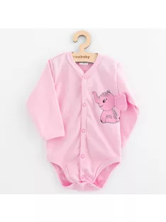  Baba teljes hosszában patentos hosszú ujjú body New Baby Happy Elephant pink