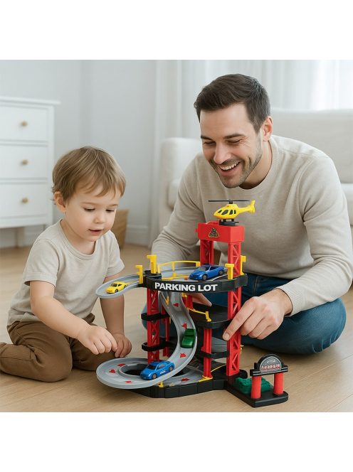Nagy emeletes garázs kisautókkal Baby Mix