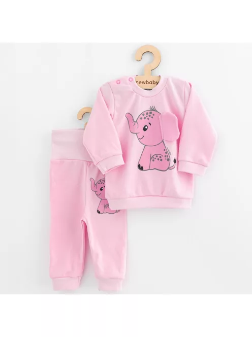 Baba együttes póló és szabadidő nadrág New Baby Happy Elephant pink