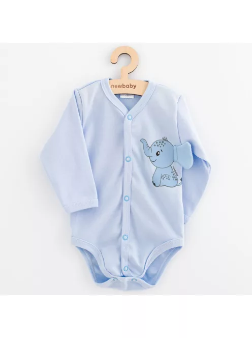 Baba teljes hosszában patentos hosszú ujjú body New Baby Happy Elephant blue