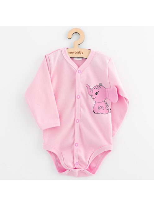 Baba teljes hosszában patentos hosszú ujjú body New Baby Happy Elephant pink