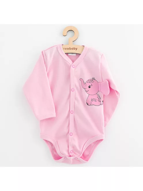 Baba teljes hosszában patentos hosszú ujjú body New Baby Happy Elephant pink