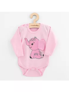 Baba hosszú ujjú body New Baby Happy Elephant pink