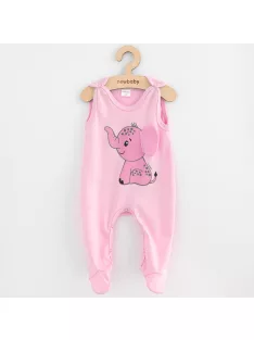 Baba pamut rugdalózó New Baby Happy Elephant pink