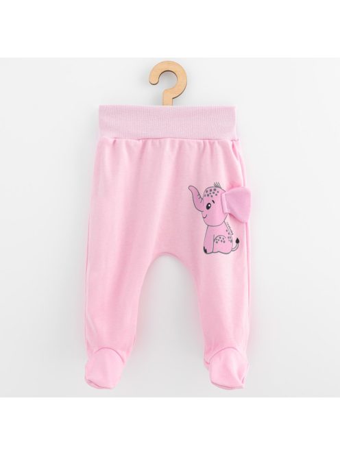 Baba pamut lábfejes nadrág New Baby Happy Elephant pink