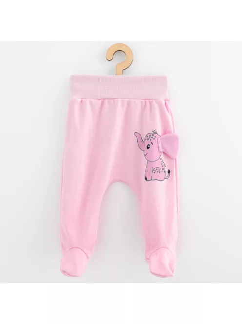 Baba pamut lábfejes nadrág New Baby Happy Elephant pink