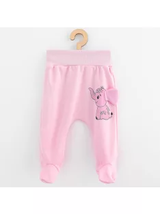 Baba pamut lábfejes nadrág New Baby Happy Elephant pink
