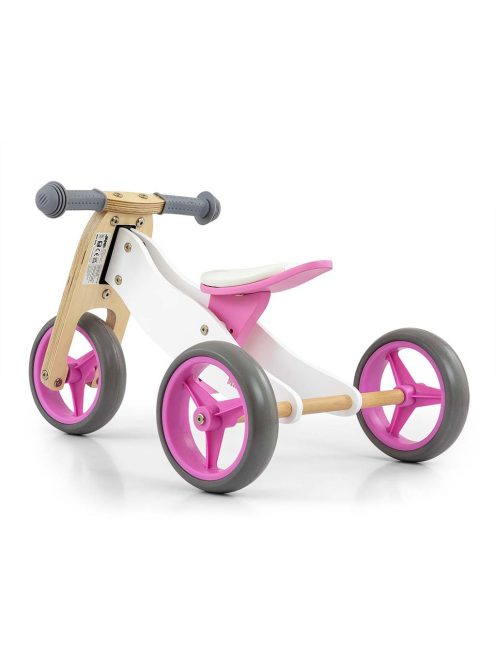 Gyerek multifunkciós fa futóbicikli Milly Mally Jake Classic Pink