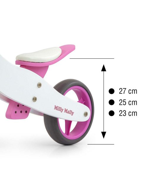 Gyerek multifunkciós fa futóbicikli Milly Mally Jake Classic Pink