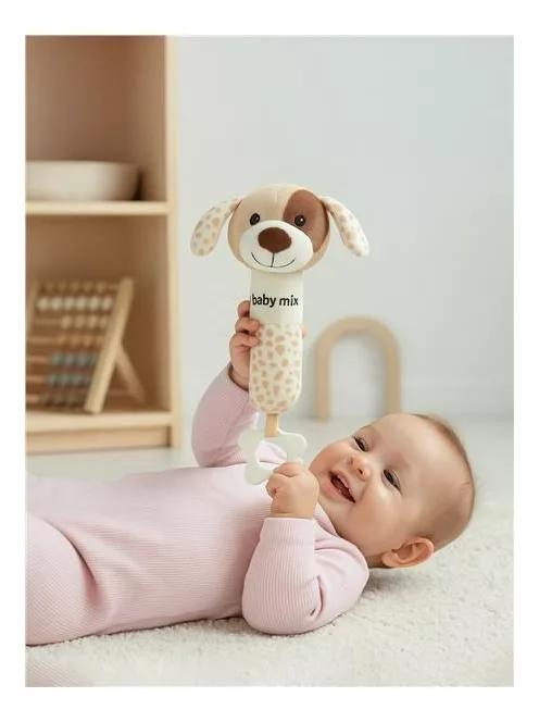 Baby Mix plüss csörgő sípolóval – Barna kutyus