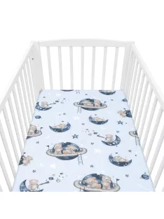   Pamut kiságyba való lepedő pamut New Baby Teddy bear in space 120x60 cm