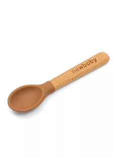Szilikon kanál fa nyéllel New Baby karamella