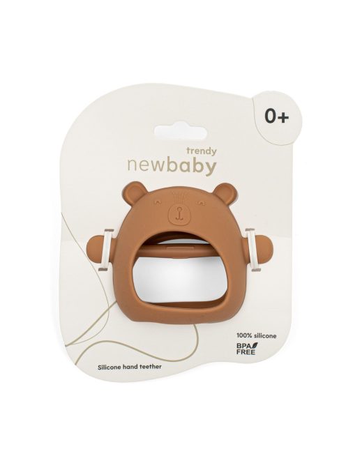 Szilikon kézi rágóka maci New Baby karamellbarna