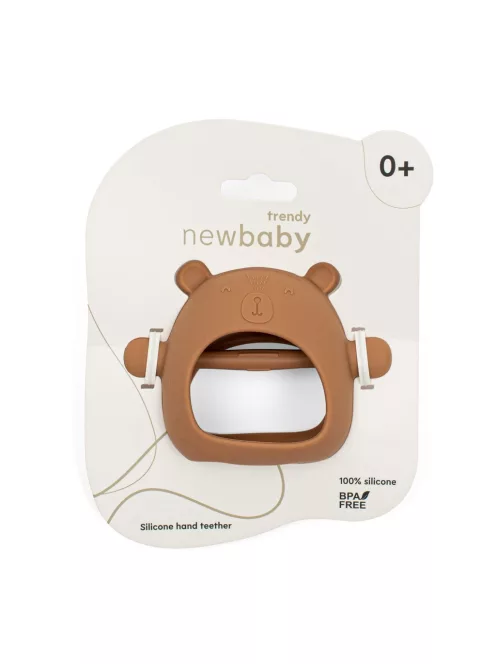 Szilikon kézi rágóka maci New Baby karamellbarna