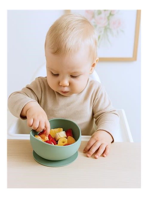 Baba szilikon tál tapadókoronggal New Baby zöld