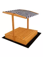 Zárható fa homokozó padokkal és tetővel gyerekeknek Baby Mix 120x120 cm kék-fehér