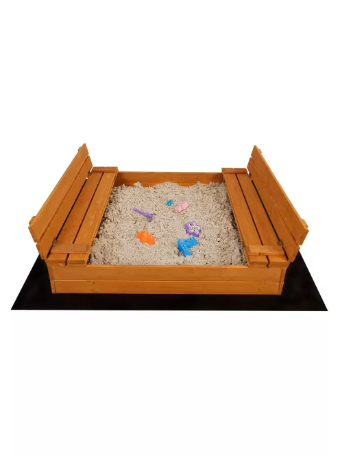 Zárható fa homokozó padokkal és tetővel gyerekeknek Baby Mix 120x120 cm kék-fehér
