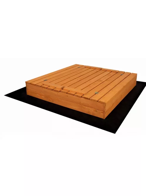 Zárható fa homokozó padokkal és tetővel gyerekeknek Baby Mix 120x120 cm kék-fehér