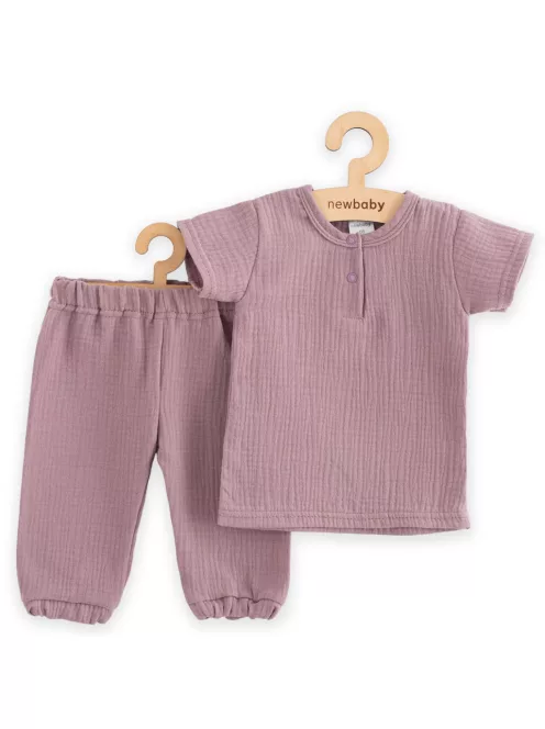 Baba muszlin szett póló és nadrág New Baby lavender