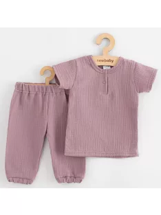 Baba muszlin szett póló és nadrág New Baby lavender