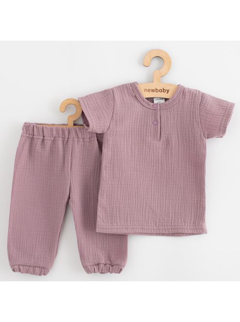 Baba muszlin szett póló és nadrág New Baby lavender