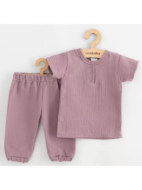Baba muszlin szett póló és nadrág New Baby lavender