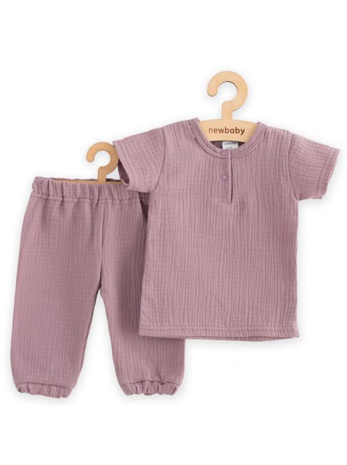 Baba muszlin szett póló és nadrág New Baby lavender