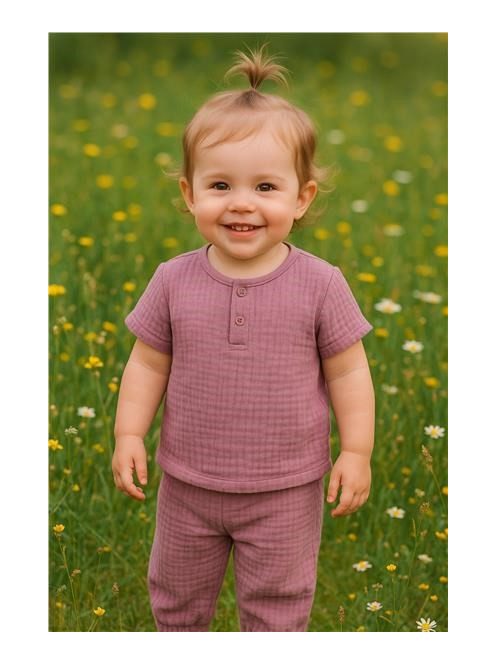 Baba muszlin szett póló és nadrág New Baby lavender