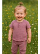 Baba muszlin szett póló és nadrág New Baby lavender