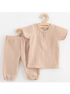 Baba muszlin szett póló és nadrág New Baby beige
