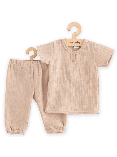 Baba muszlin szett póló és nadrág New Baby beige