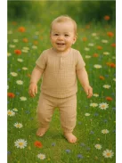 Baba muszlin szett póló és nadrág New Baby beige