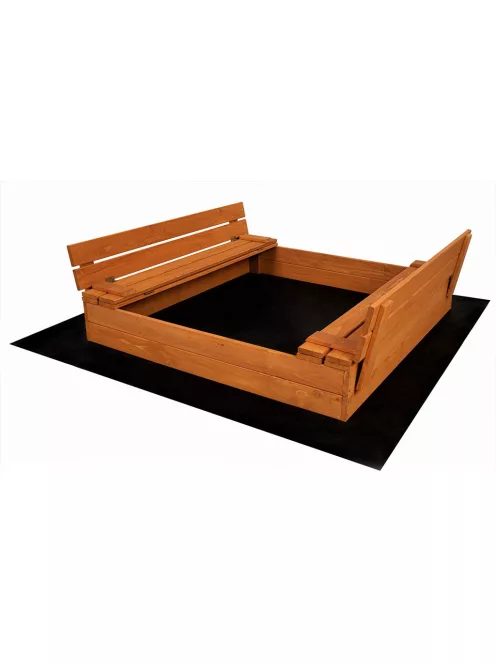 Zárható fa homokozó padokkal és tetővel gyerekeknek Baby Mix 120x120 cm szürke
