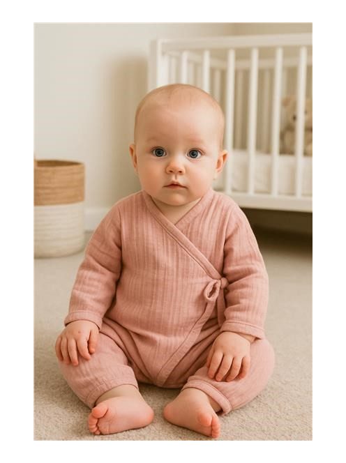 Baba muszlin kezeslábas New Baby pink