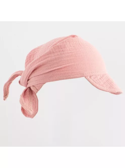 Nyári muszlin baba fejkendő napellenzővel New Baby pink