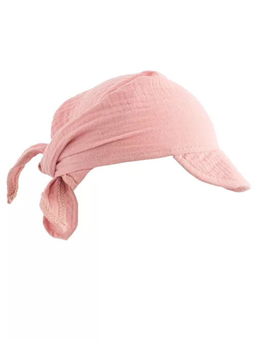 Nyári muszlin baba fejkendő napellenzővel New Baby pink