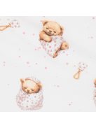 Pamut babakocsihoz való lepedő pamut New Baby Sweet teddy bear 35x75 cm pink