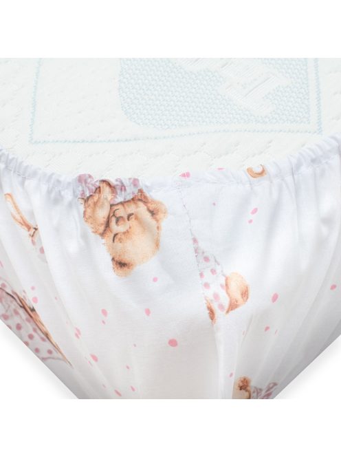 Pamut kiságyba való lepedő pamut New Baby Sweet teddy bear 120x60 cm pink