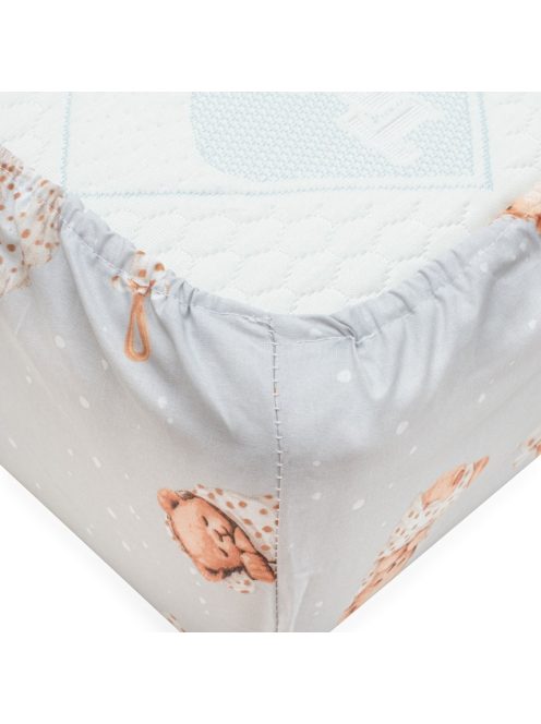 Pamut kiságyba való lepedő pamut New Baby Sweet teddy bear 120x60 cm grey