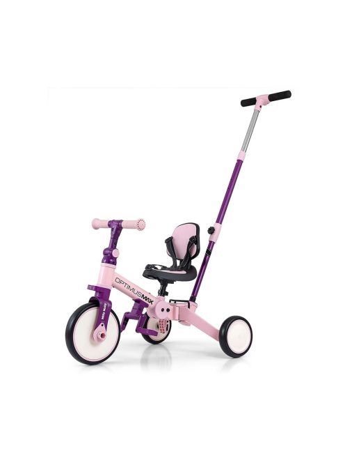 Gyerek háromkerekű bicikli 5az1-ben Milly Mally Optimus Max tolókarral pink
